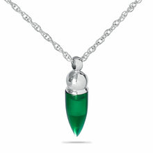 Load image into Gallery viewer, Green &amp; Silver Stainless Steel Pendant/Necklace Funeral Cremation Urn for Ashes
