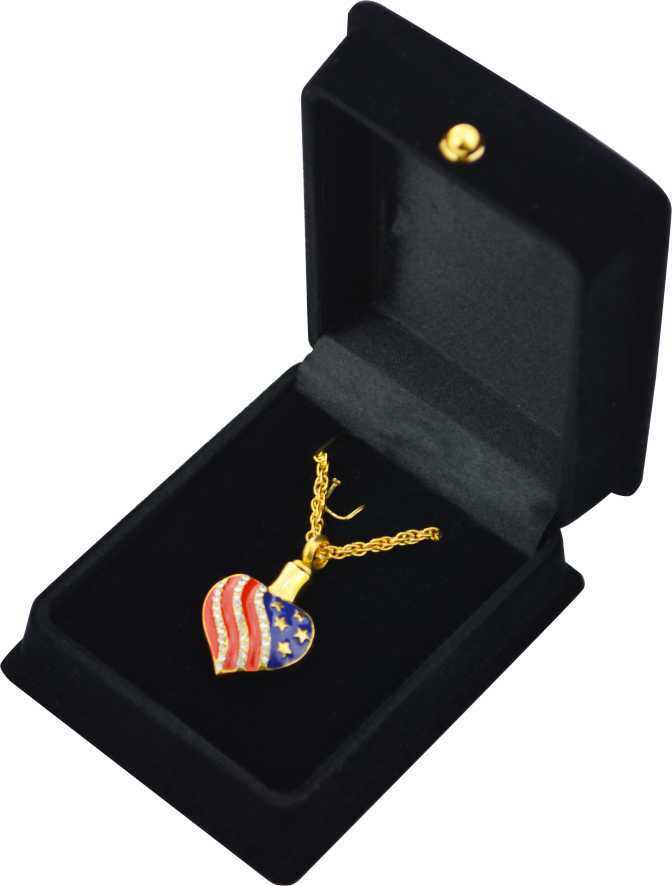 Flag Heart Pendant Urn w/20