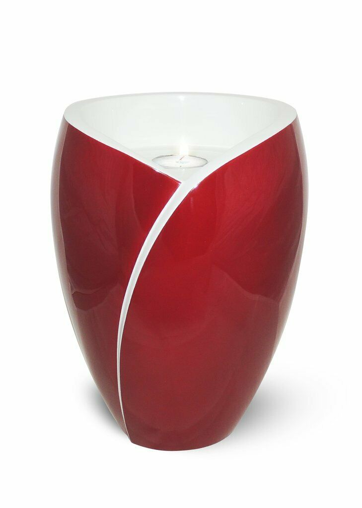 Large/Adult 210 Cubic Inch Fiber Glass Tea Light Funeral Cremation Urn - Red