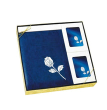 Load image into Gallery viewer, Mother of Pearl Blue Rose Stationery Box Set &amp; 200 Cubic Inch Cremation Urn
