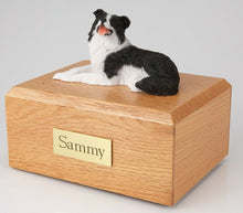 Load image into Gallery viewer, Border Collie Lying Pet Funeral Cremation Urn Avail in 3 Diff Colors &amp; 4 Sizes
