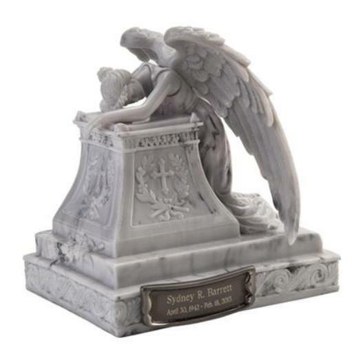 20 Cubic Inch Angel Mourning Sculptured Resin Keepsake Cremation Urn & Nameplate