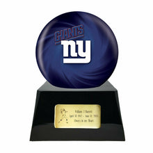 Load image into Gallery viewer, Large/Adult 200 Cubic Inch New York Giants Metal Ball on Cremation Urn Base
