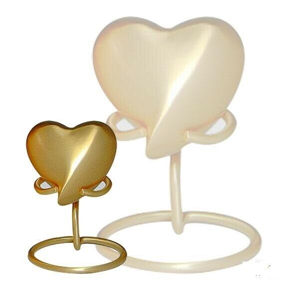 Small/Keepsake 5 Cubic Inch Classic Gold Heart Brass Funeral Cremation Urn
