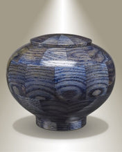 Load image into Gallery viewer, Peony Blue Oak Wood Adult Funeral Cremation Urn, 225 Cubic Inches
