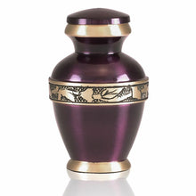 Load image into Gallery viewer, Small/Keepsake 4 Cubic Inches Royal Purple Brass Funeral Cremation Urn for Ashes
