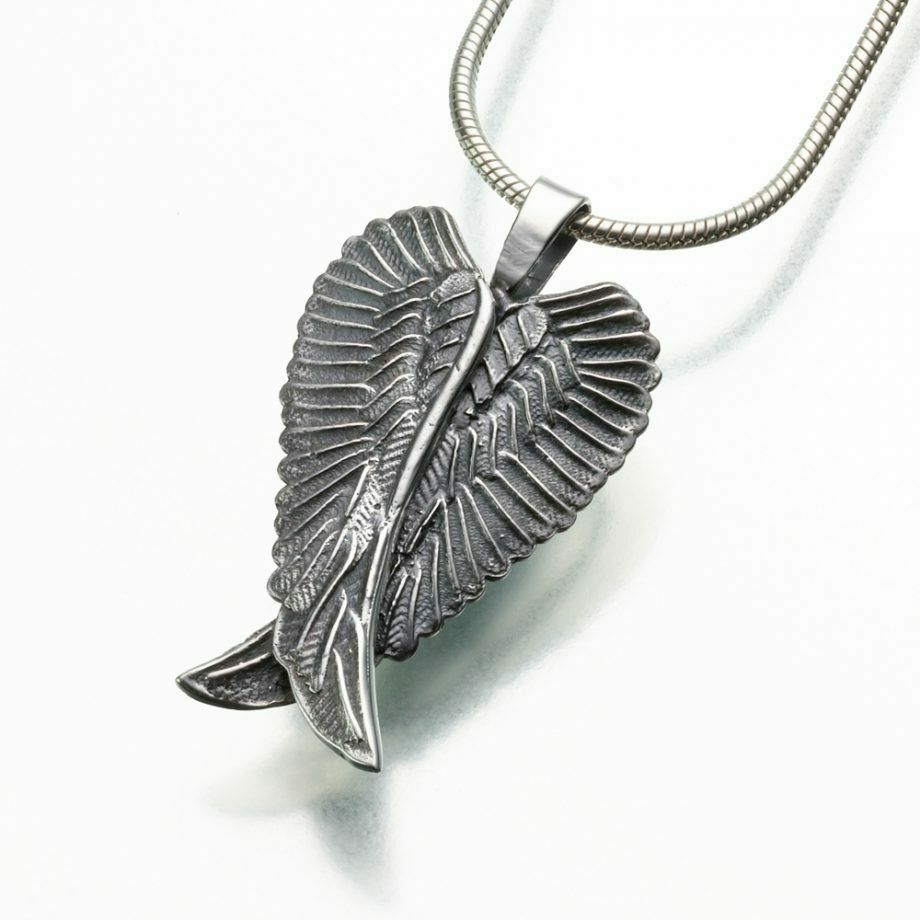 Antique Sterling Silver Angel Wings Pendant Funeral Cremation Urn for ashes