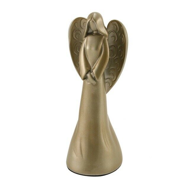 Small/Keepsake Angelina, Silver-Bronze Angel Funeral Cremation Urn For Ashes