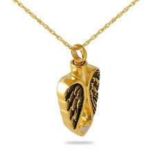 Load image into Gallery viewer, Stainless Steel/Gold Plated Heart of an Angel Pendant/Necklace Cremation Urn
