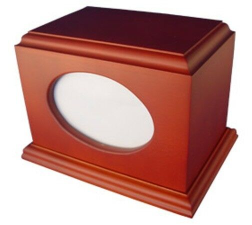 Small/Keepsake Brown Wood 60 Cubic Inches Cremation Urn with Photo Frame