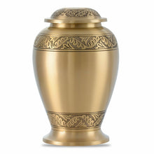 Load image into Gallery viewer, Large/Adult 220 Cubic Inches Pershing Feathers Brass Cremation Urn for Ashes
