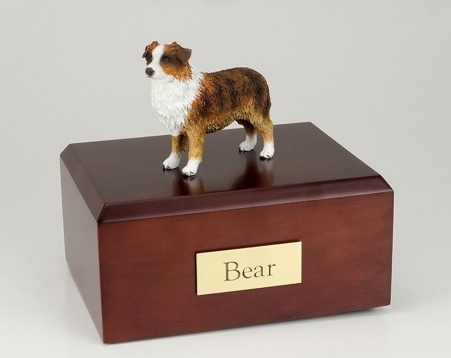 Australian Shepherd Pet Funeral Cremation Urn Avail in 3 Diff Colors & 4 Sizes