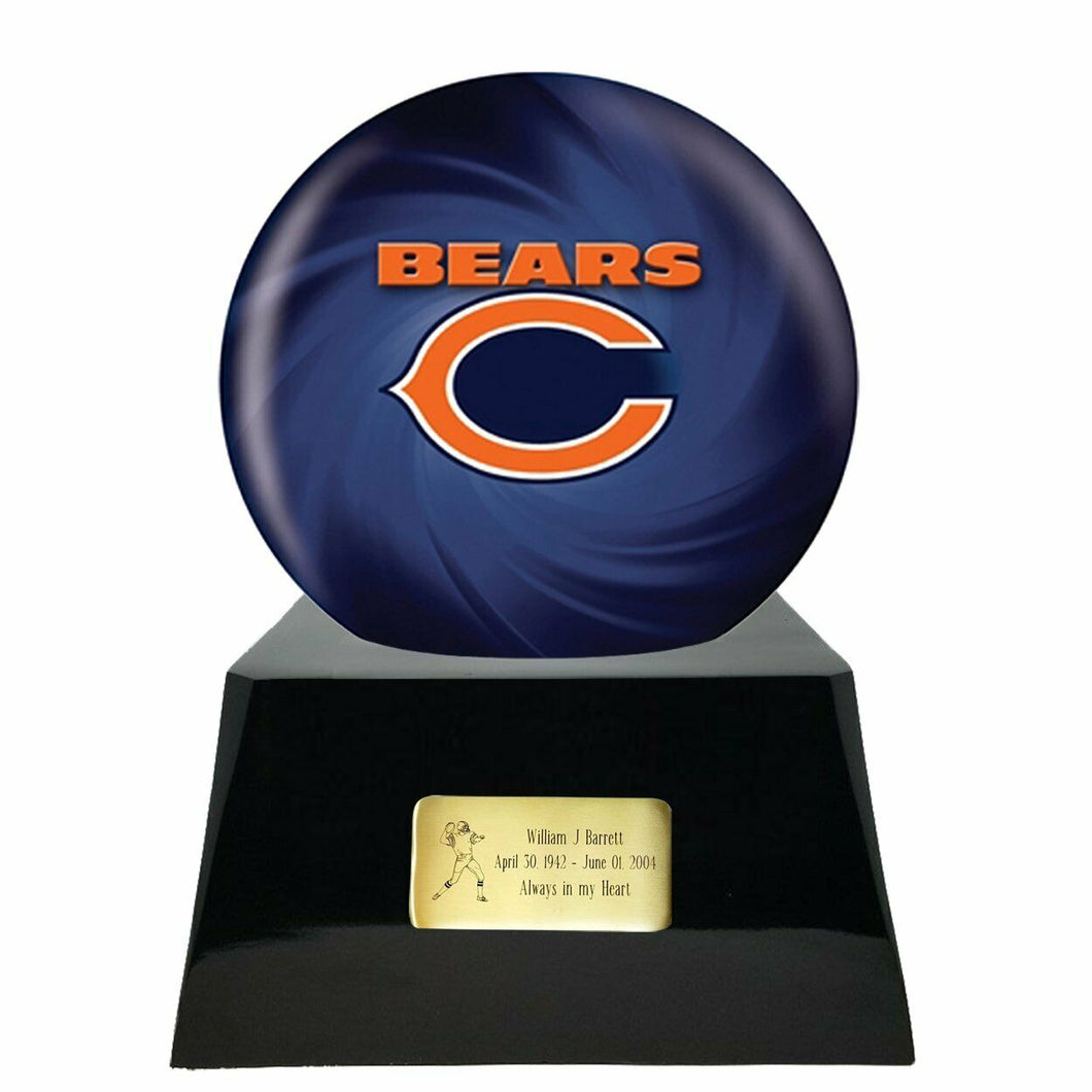 Large/Adult 200 Cubic Inch Chicago Bears Metal Ball on Cremation Urn Base