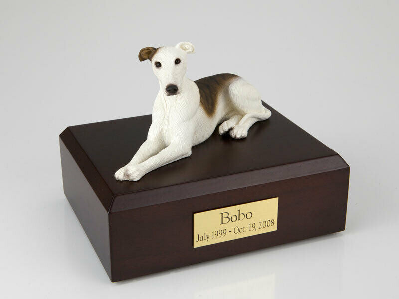 Greyhound White/Brindle Stand Pet Cremation Urn Avail in Diff