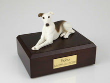 Load image into Gallery viewer, Greyhound White/Brindle Stand Pet Cremation Urn Avail in 3 Diff Colors &amp; 4 Sizes

