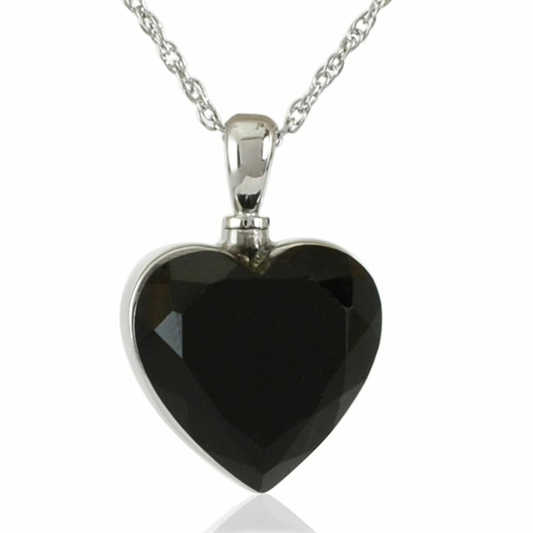 Black Heart Stainless Steel Pendant/Necklace Funeral Cremation Urn for Ashes