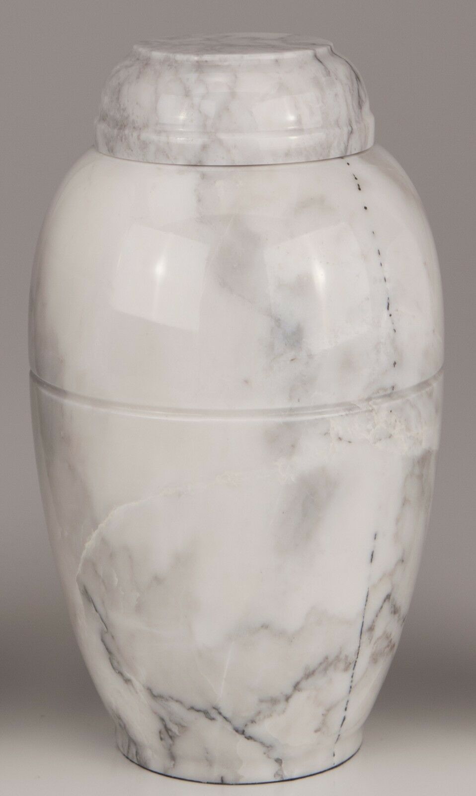 Small/Keepsake 28 Cubic Ins White Marble Vase Funeral Urn for Cremation Ashes