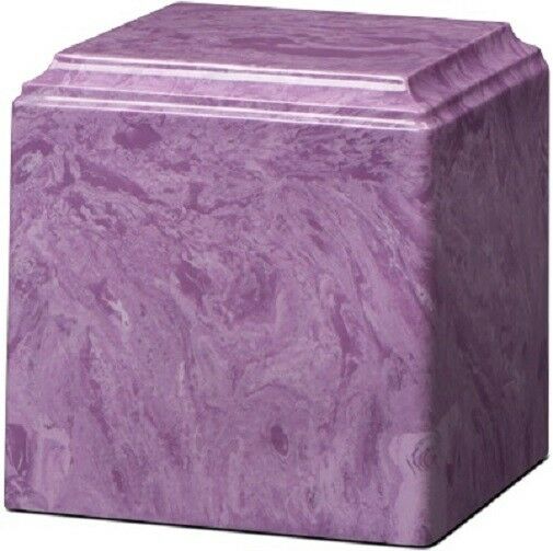 Large/Adult 280 Cubic Inch Purple Cultured Marble Cube Cremation Urn for Ashes