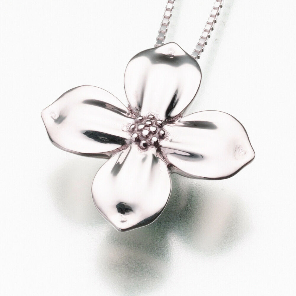 Sterling Silver Dogwood Blossom Memorial Jewelry Pendant Funeral Cremation Urn