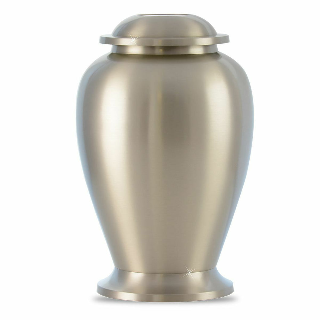 Large/Adult 210 Cubic Ins Classic Pewter Brass Funeral Cremation Urn for Ashes