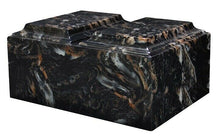 Load image into Gallery viewer, Extra Large Companion Cremation Urn For Ashes Cultured Marble Black Tuscany
