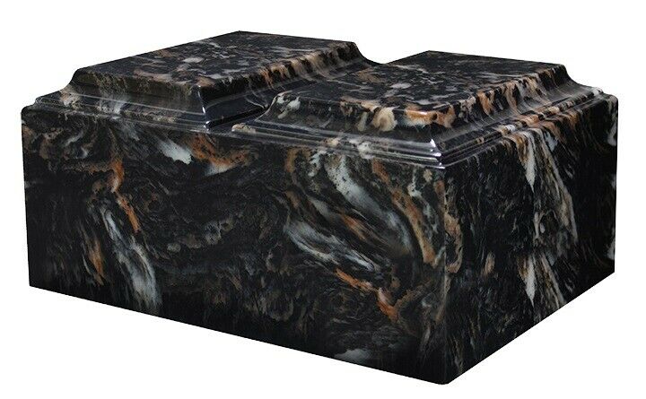 Extra Large Companion Cremation Urn For Ashes Cultured Marble Black Tuscany