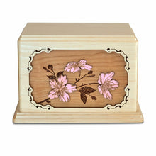 Load image into Gallery viewer, Large/Adult 210 Cubic Inch Cherry Blossom Floral Wood Funeral Cremation Urn

