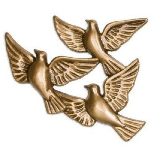 Brass Flying Doves Applique for Round Cremation Urn, Pewter Also Available