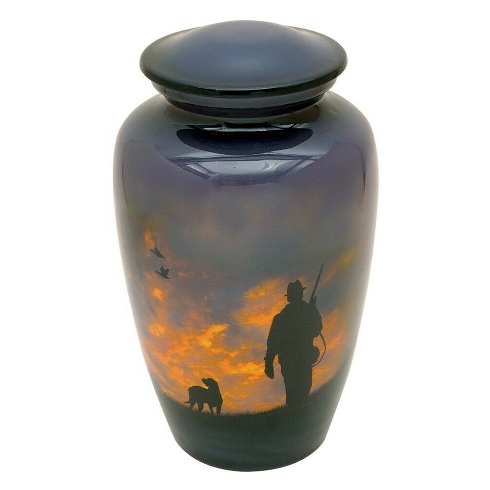 Large/Adult 210 Cubic Inch Metal Hunter Funeral Cremation Urn for Ashes