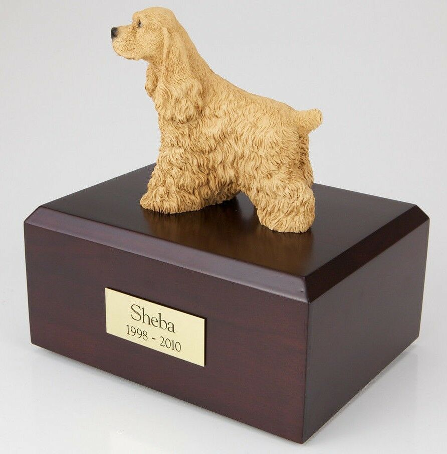 Buff Cocker Spaniel Pet Funeral Cremation Urn Avail in 3 Diff Colors & 4 Sizes