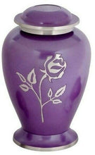 Load image into Gallery viewer, Large/Adult 200 Cubic Inch Purple Pearl Rose Brass Funeral Cremation Urn
