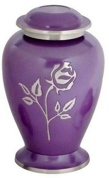 Large/Adult 200 Cubic Inch Purple Pearl Rose Brass Funeral Cremation Urn