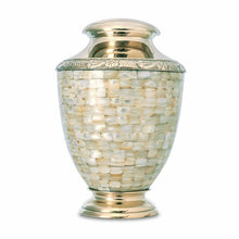 Load image into Gallery viewer, Large/Adult 200 Cubic Inch Regal Mother of Pearl Brass Funeral Cremation Urn
