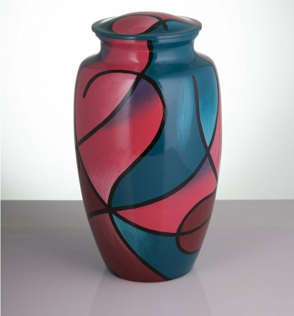 Large/Adult 200 Cubic Inch Hand-Painted Metal Mosaic Funeral Cremation Urn