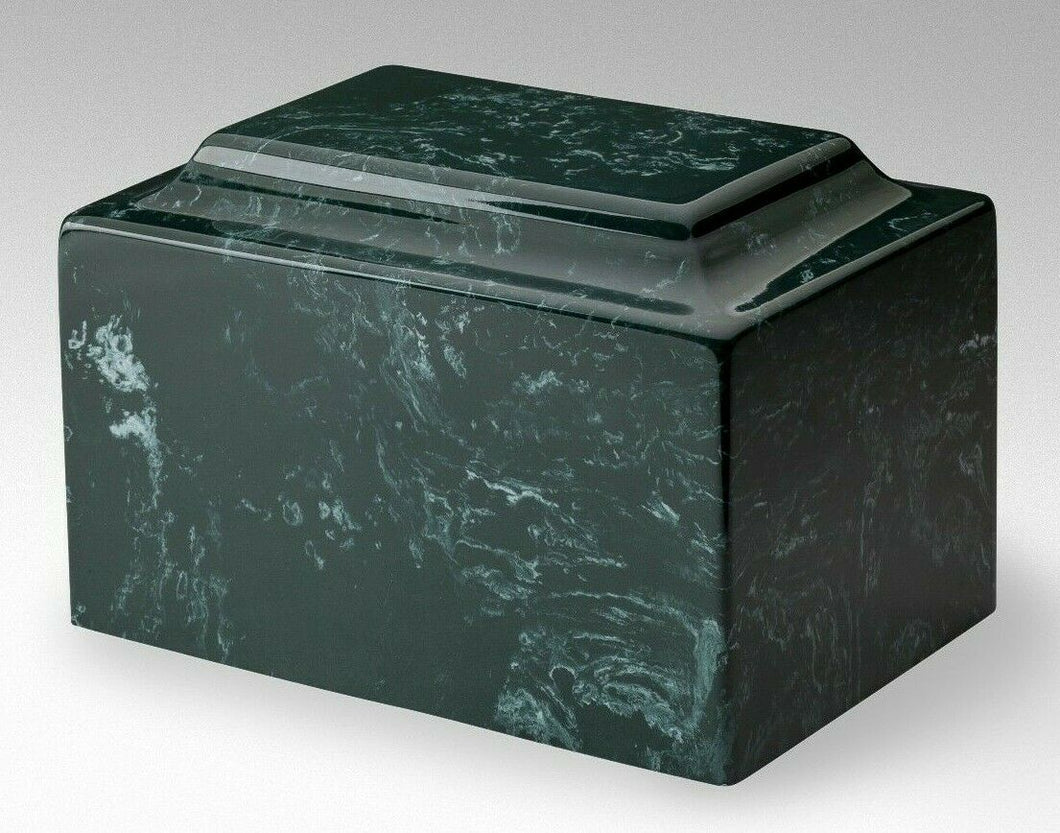 Classic Marble Dark Green Oversized 325 Cubic Inches Cremation Urn TSA Approved