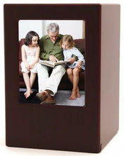 Load image into Gallery viewer, Wood Adult 200 Cubic Inch Funeral Cremation Urn for Ashes with photo
