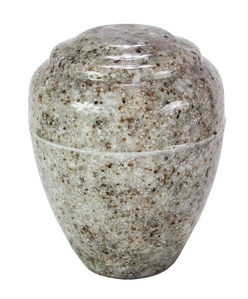 Small/Keepsake 18 Cubic Inch Beige Vase Cultured Granite Cremation Urn for Ashes