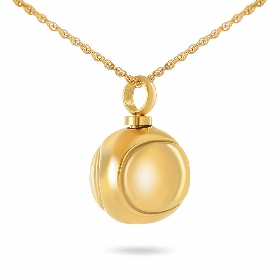 Stainless Steel/Gold Plated Tennis Ball Pendant/Necklace Cremation Urn for Ashes