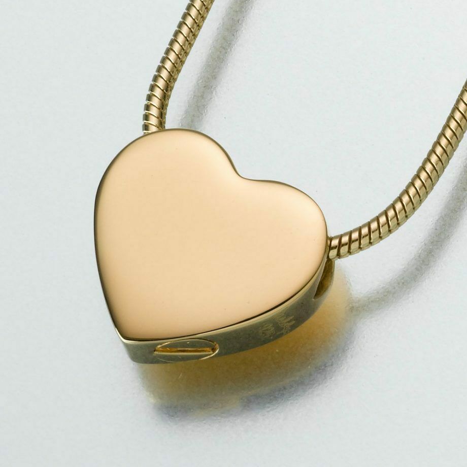 Gold Vermeil Small Slide Heart Memorial Jewelry Pendant Funeral Cremation Urn