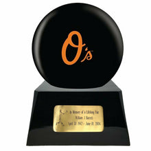 Load image into Gallery viewer, Large/Adult 200 Cubic Inch Baltimore Orioles Metal Ball on Cremation Urn Base
