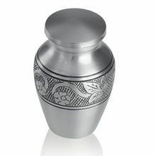 Load image into Gallery viewer, Small/Keepsake 4 Cubic Inches Pewter Flower Ring Brass Cremation Urn for Ashes

