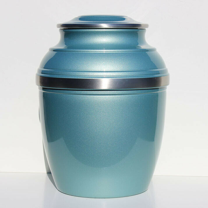 Large/Adult 220 Cubic Inch Pewter Light Blue/Green Calypso Funeral Cremation Urn