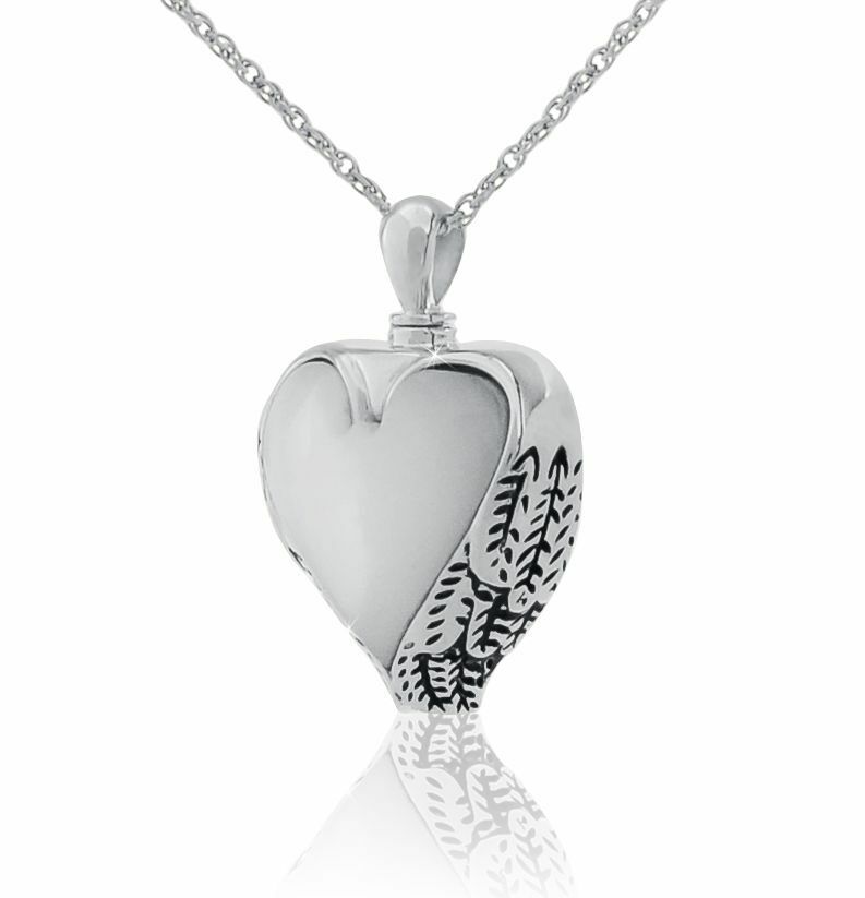 Small/Keepsake Mother of Pearl Heart Pendant Funeral Cremation Urn for Ashes
