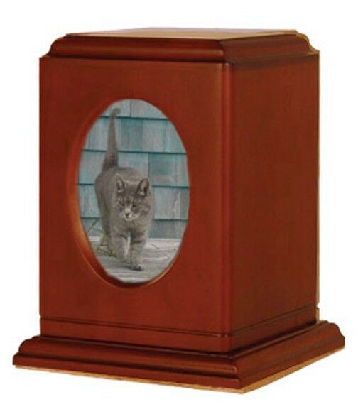 Small/Keepsake Brown Wood 60 Cubic Inches Cremation Urn with Photo Frame