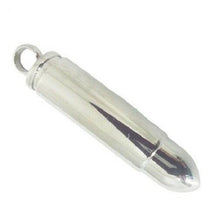 Load image into Gallery viewer, Stainless Steel Polished Bullet Cremation Urn Pendant for Ashes w/20-in Necklace
