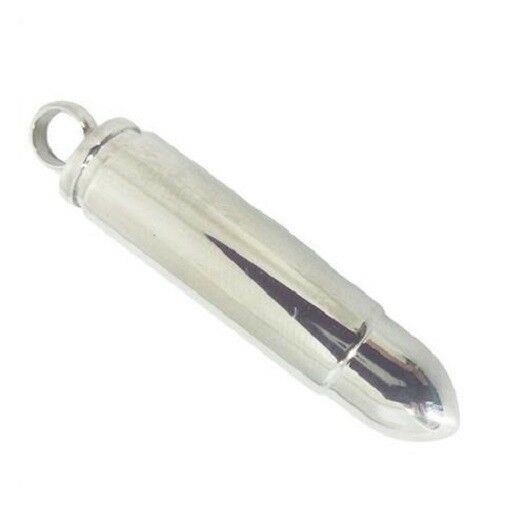 Stainless Steel Polished Bullet Cremation Urn Pendant for Ashes w/20-in Necklace