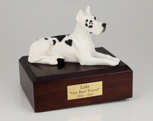 Load image into Gallery viewer, Great Dane, Harlequin Pet Cremation Urn Available in 3 Diff Colors &amp; 4 Sizes

