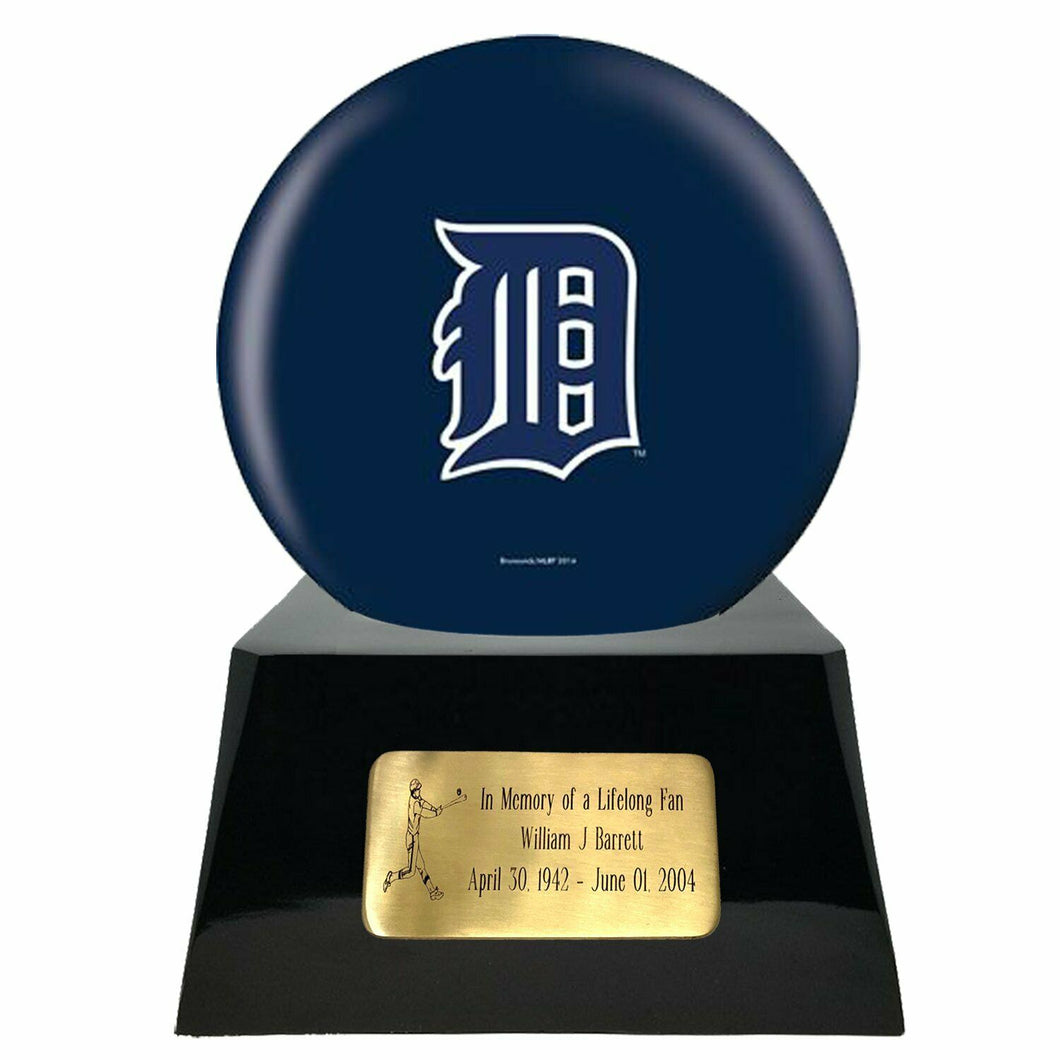 Large/Adult 200 Cubic Inch Detroit Tigers Metal Ball on Cremation Urn Base