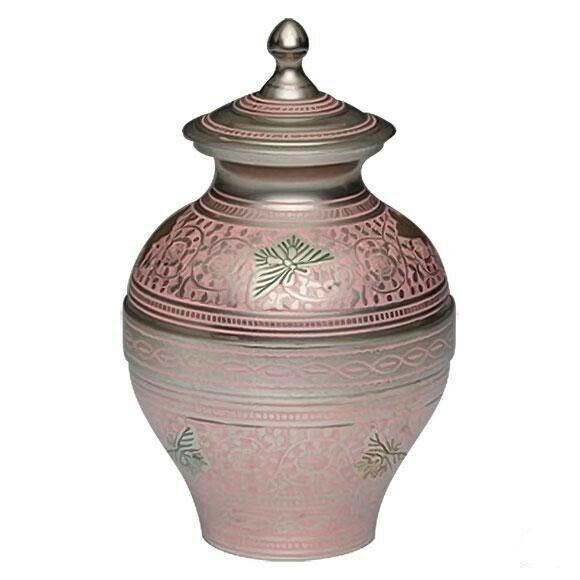 Small/Keepsake 70 Cubic Inch Pink Brass Infant Butterfly Funeral Cremation Urn