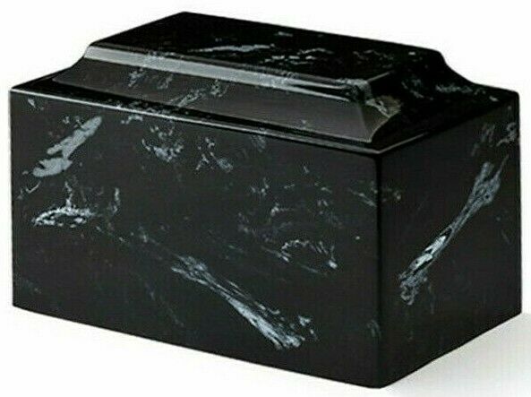Classic Marble Black & White Oversized 325 Cu. In. Cremation Urn TSA Approved